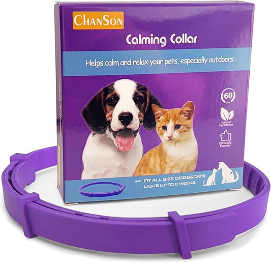 Calming Collar for Cats and Dogs — Relieves Separation Anxiety, Nervousness, and Inappropriate Urination in Dogs, ELasts Up to 8 Weeks (Purple), Adjustable Size, Suitable for All Body Types