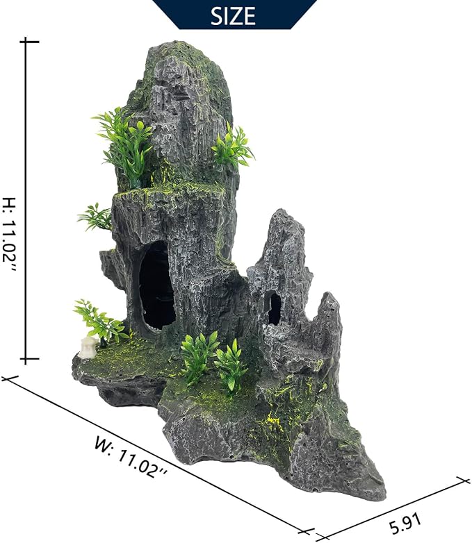 Extra Large Aquarium Decorations Large Fish Tank Rocks Hideout | xxl Aquarium Mountain View Stone plants Ornaments Thematic Ornament Aquarium Decor Tree House Cave Fish Tank Decoration
