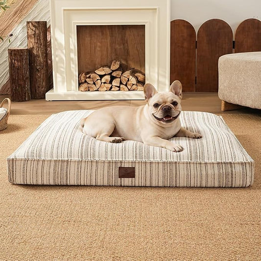 SOMAHE 4 Inch Orthopedic Dog Bed for Crate, 27 x 20 Inch, Coffee Chenille | Washable Removable Cover, Waterproof Inner Liner, Non-Slip Bottom, Orthopedic Dog Crate Mattress for Medium & Large Dogs