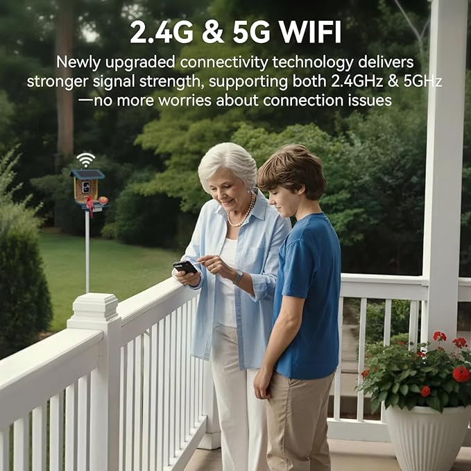 Bird Feeder with Camera, Support 2.4GHz/5GHz, 2K Live Steam for Outdoor, 1.8L Large Capacity, AI Identify Auto Capture Videos, Camera Bird Feeders for Outside, Ideal Gift for Mothers Day (Dark Blue)