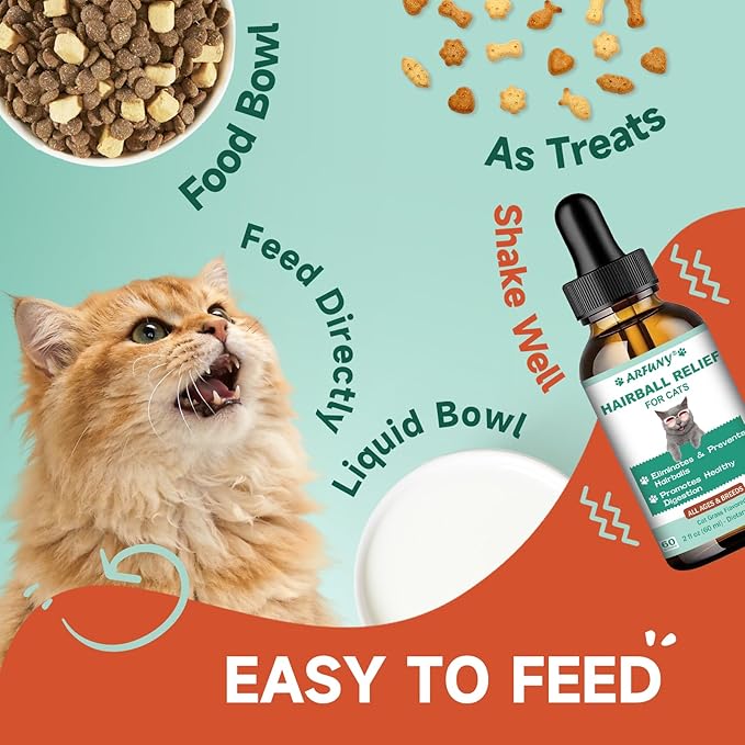 Cat Hairball Remedy - 2-Pack Drops Hairball Treatment for Cats - Hairball Relief for Cats - with Psyllium Husk, Flaxseed, Cat Grass - Cat Grass Flavor