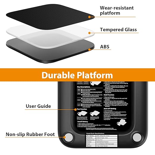GRAM PRES Shipping Scale 440 lbs/10g Digital Postal Scale with LCD Display, Hold/Tare/Pcs Functions for Packages/Luggage/Post Office/Dog, Battery & USB Cable Included