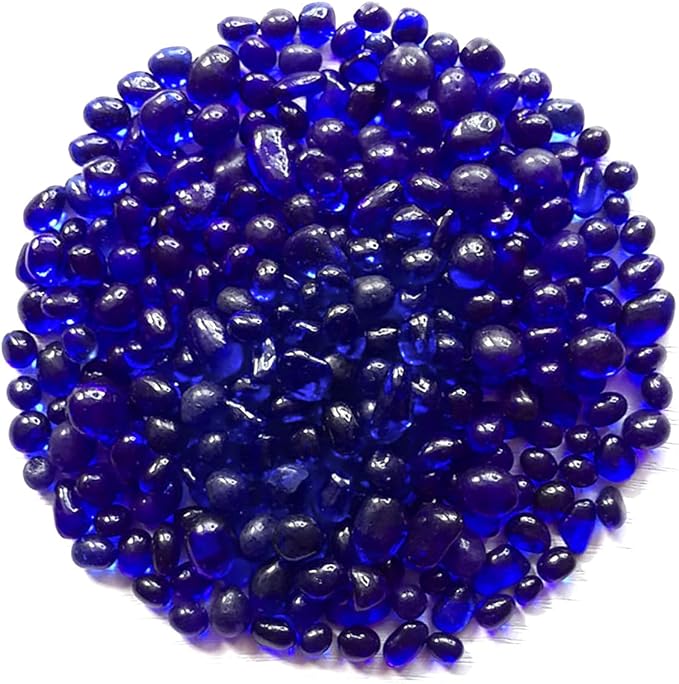 WAYBER Irregular Tumbled Deep Blue Sea Glass Decorative Glass Pebbles, 1 Lb | Toxin-Free, Fade-Resistant, Ideal for Reiki Healing, DIY Crafts, Vase Filler, Aquarium & Bonsai Decoration