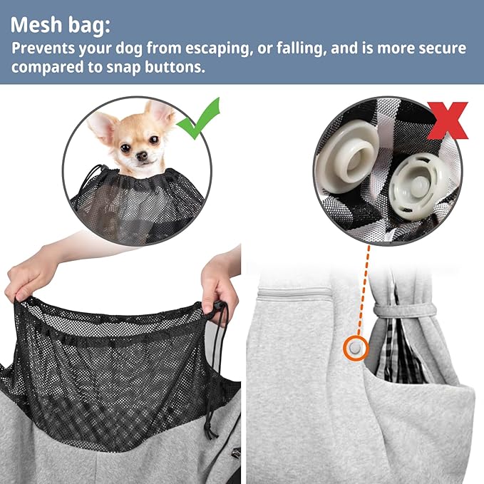CUBY Dog and Cat Sling Carrier - Small Dog Carrier Sling with Adjust Strap & Zip Pocket, Hands Free Soft Dog Slings for Small Dogs Cats Puppy Pets Outdoor Travel Safety Purse Bag
