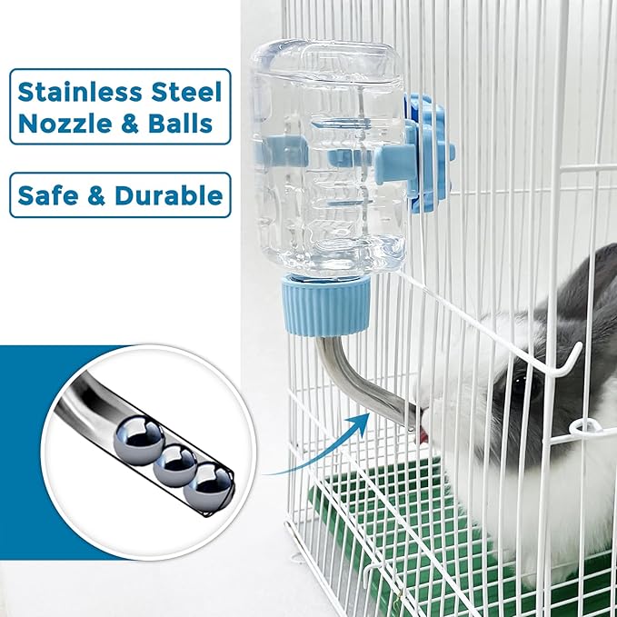 Vannon Small Animal Water Bottles 6oz (177.42ml) Clear Water Dispenser for Rabbit, Guinea Pig, Chinchilla, Ferret, Hedgehog - BPA Free