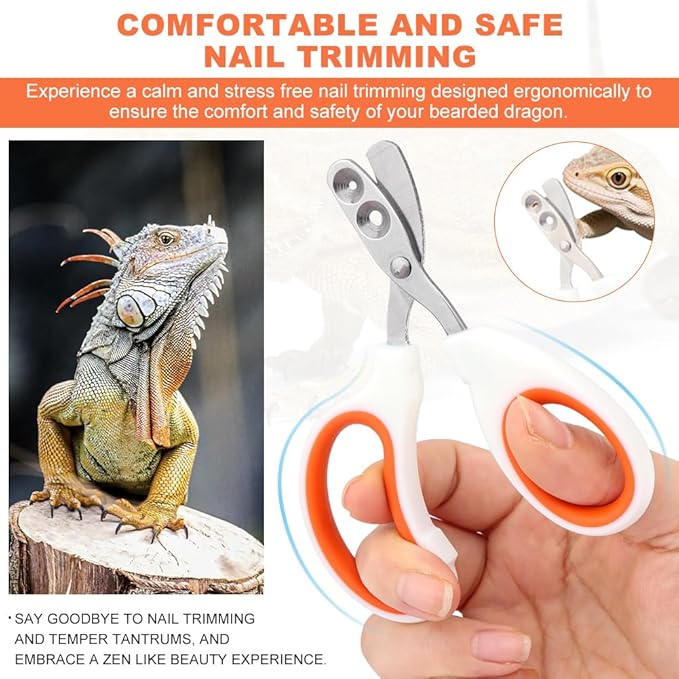 Bearded Dragon Nail Clippers, Stainless Steel Cat Nails Trimmer, Small Animal Nail Clippers for Birds Hamsters Rabbits Chameleon, Bearded Dragon Supplies Professional Claw Trimmers(Orange)