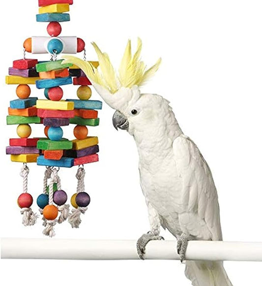 Super Bird Creations - SB478 XL 4 Way Play Bird Toy - Colorful Wooden Blocks, Ringing Bell, and Bird Swing - Perfect Chew Toys for Macaws Parrots & Amazons - Ideal for Large to Extra Large Birds
