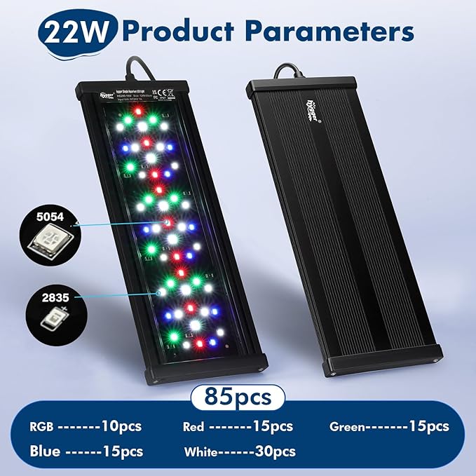hygger Auto On Off Aquarium LED Light, 4 Mode Lighting Full Spectrum Fish Tank Light 24/7 Timer Colorful Fish/Sun/Nightlight/WRGB Cycle for Freshwater