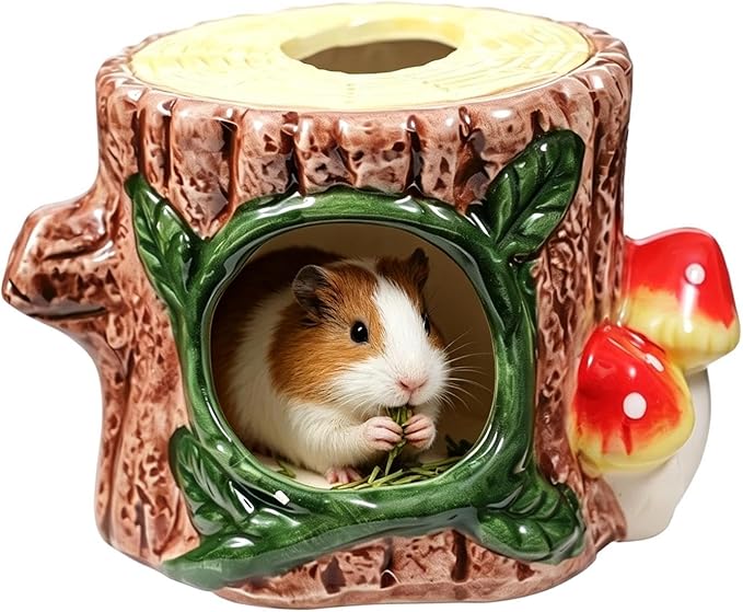 for Hamster - 12cm Ceramic Hideaway Small Animal Shelter | Washable Porcelain Cave for Mouse Gerbil Pet Ferret Habitat Chinchilla Indoor Decor Ex