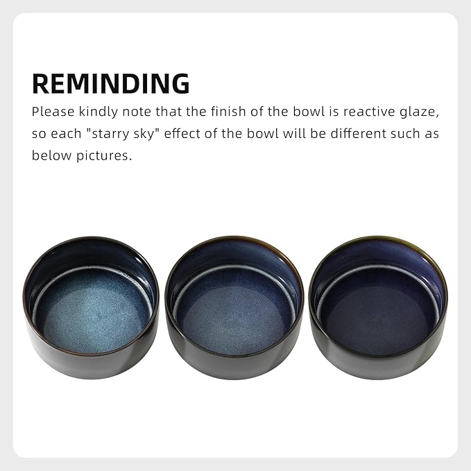 Havniva Ceramic 8.2inch Dog Bowl for Large-Breed Dogs, Anti-Slip and Weighted Pet Food and Water Bowl (Single Bowl - Starry Sky)