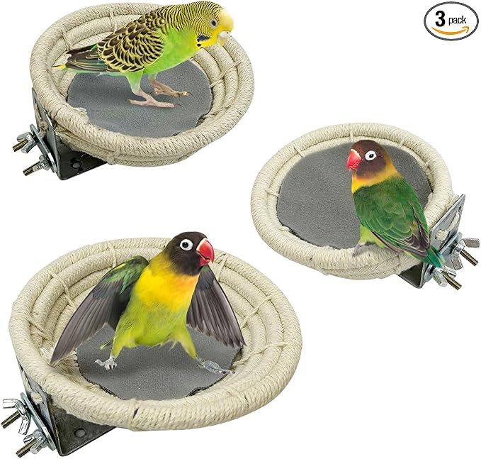 Hamiledyi 3 PCS Bird Nest for Cage Handmade Cotton Weave Hemp Rope Parrot Breeding Nest Hatching Bird Bed Parakeet Nesting Box for Budgie Cockatiel Conure Lovebird