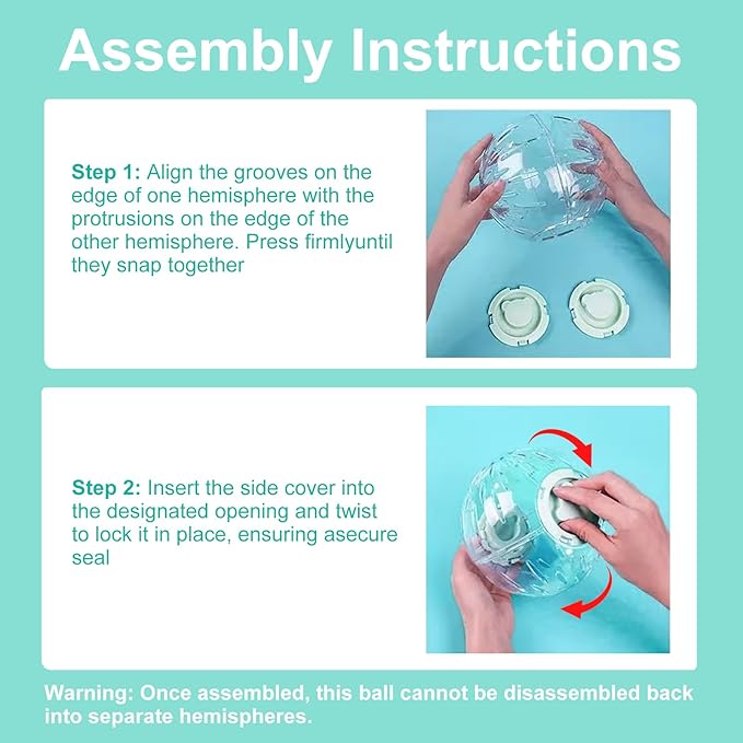 7.9 inch Hamster Ball, Exercise Toys, Running Clear Plastic Balls, Large Space, Easy to Clean, Portable Cage, for Small and Medium Hamsters, Syrian Dwarf Hamster, White