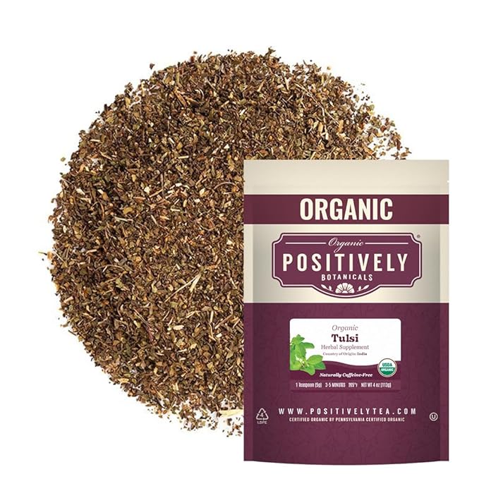Organic Positively Botanicals Company, Tulsi, Herbal Tea Loose Leaf Botanical, 4 Ounce