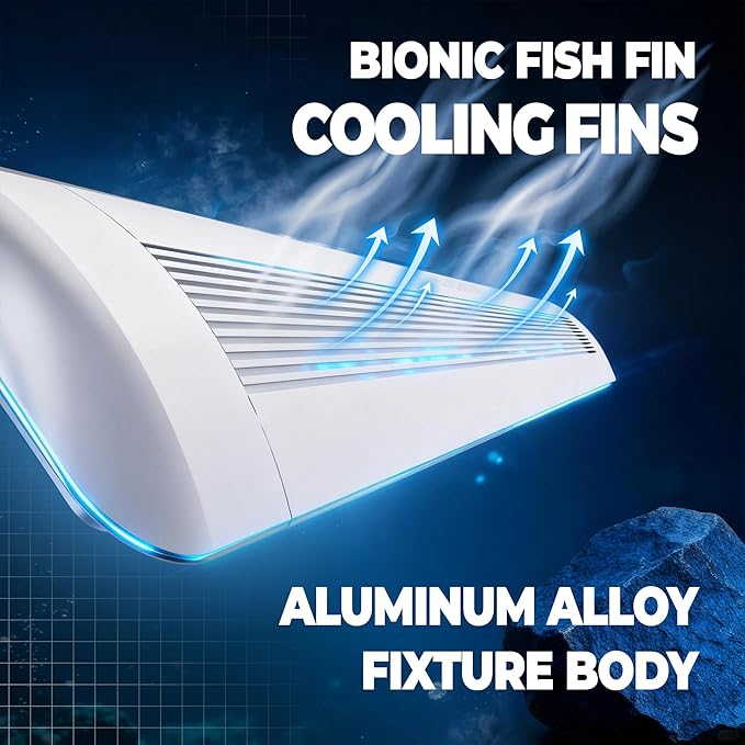 AQUASMITH Aquarium Light,Fish More Red Water is Not,Specific Full Spectrum Fish Tank Light,Comes with Two Mounting Brackets, Timing Function, Memory Feature, Adjustable Brightness, IP68 (14IN)