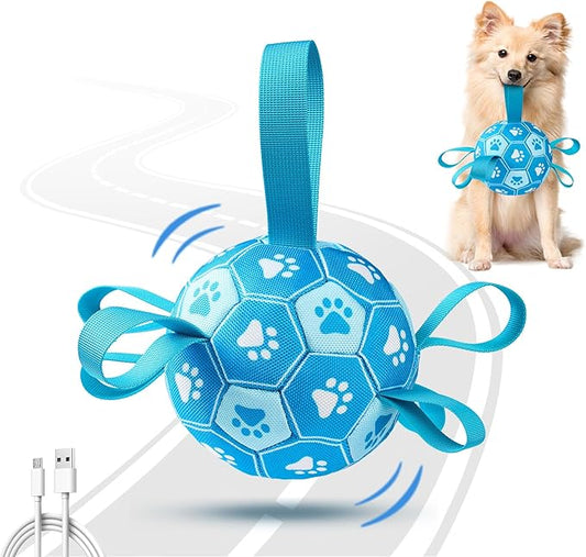 Interactive Dog Toys Dog Soccer Ball to Keep Them Busy,Durable Automatic Moving Jumping Dog Balls with Straps for Small/Medium/Large Dogs, USB Rechargeable,Not for Aggressive Chewers