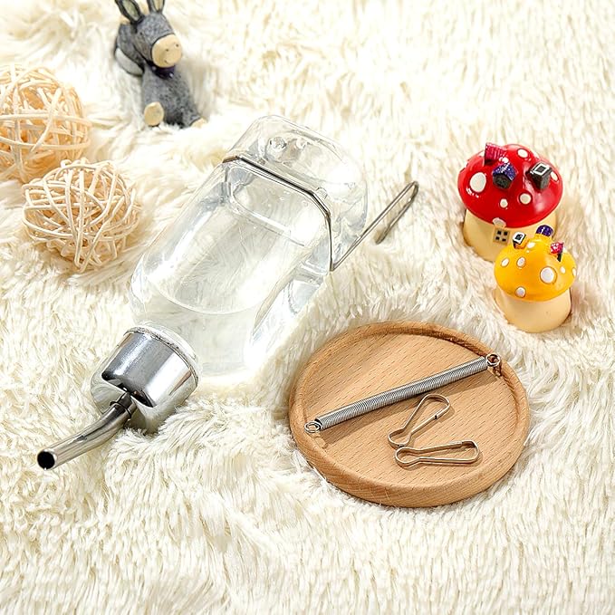 Small Animal Water Bottle - No Drip Water Dispenser Gravity Hydration Fountain Drinking Feeder for Dog,Cat,Rabbit,Hamster Cage or Kennel Size S