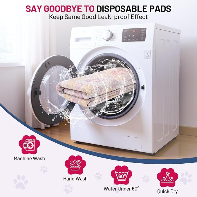 Washable Dog Pee Pads - Absorbent Reusable Puppy Training Pads, Waterproof Leak - Proof & Non - Slip for Crate Whelping Potty Training 24x48 (Pack of 2)
