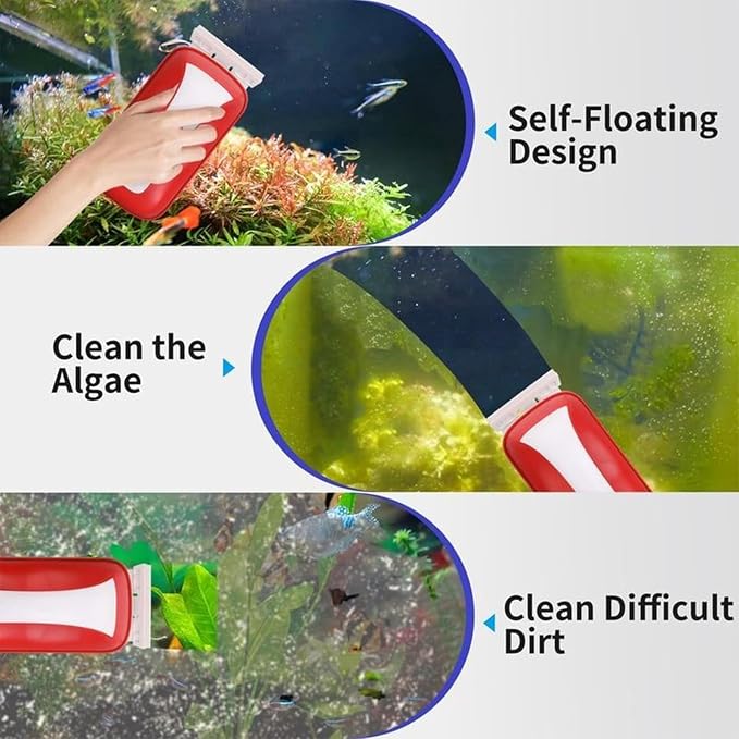 Fish Tank Cleaner Magnet Double-Sided Magnetic Effective Algae Removal | Aquarium Floating Cleaning Brush for Fish Tank