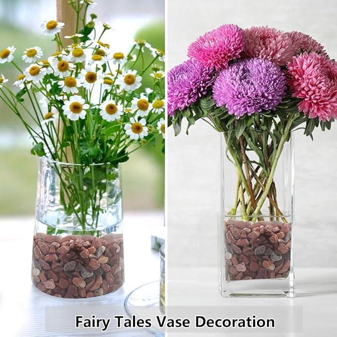YISZM 5LB Succulent and Cactus Gravel Pebbles, 1/5 Inch Natural Decorative Polished Stones, River Rocks for Vases Gardening Indoor and Outdoor Decorative Rocks, Red