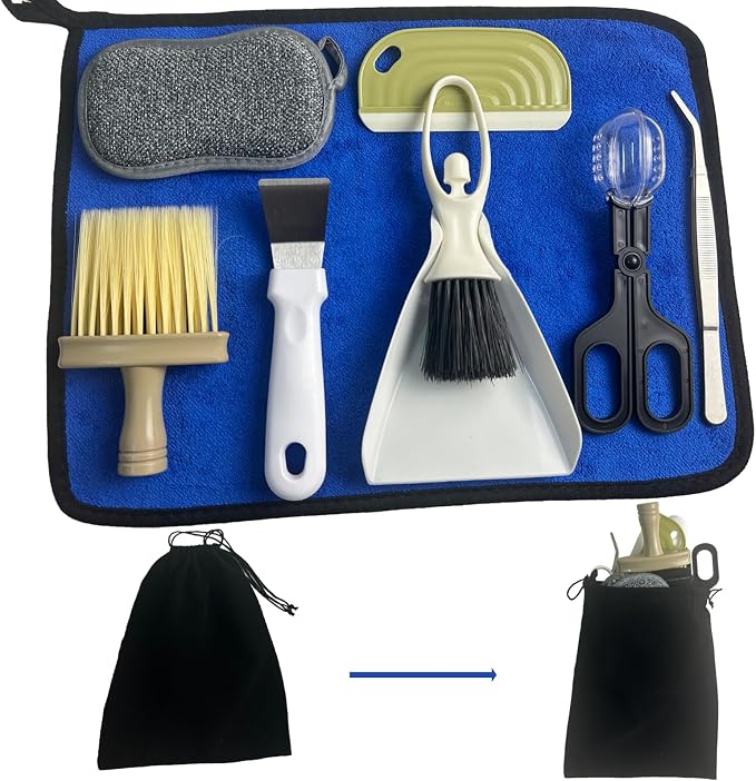 Reptile Cleaning Kit 9PCS, Terrarium Cleaning Tools Set with Scraper, Brush, Tweezers & Sponge, Tank Maintenance Kit for Bearded Dragon, Gecko, Snake Habitat Supplies