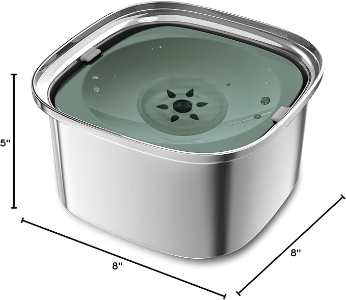 Decflow 3L Stainless Steel Slow Drinking Dog Bowl with Lid, No Spill Travel Dog Water Bowl Dispenser for Large Dogs