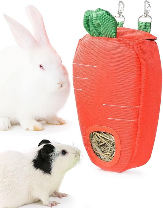 JanYoo Hay Feeder for Guinea Pigs Rabbit Food Dispensers Bag Rack Storage Manage Hanging Feeding Large Capacity 0.26lb