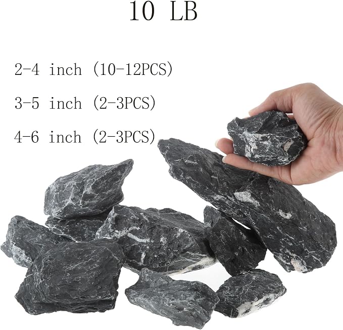 Seiryu Stone, Aquarium Rocks for Fish Tank Rocks, Pre-Cleaned pH Neutral 10lb（2 to 7 inch）