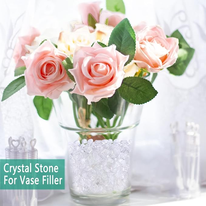 Natural Clear Quartz Crystal Rocks Chips Vase Filler Rocks for Succulent Plant Small Fish Tank Aquarium Gravel Decorative Pebbles Stones(200 gram)