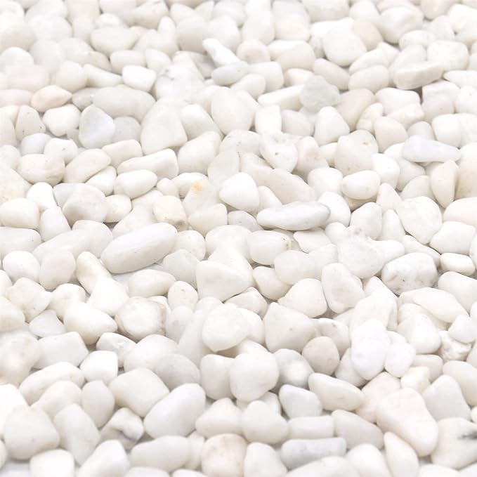 White Polished Rocks for Plants, Decorative Pebbles, 3/8 Inch, 10 lb
