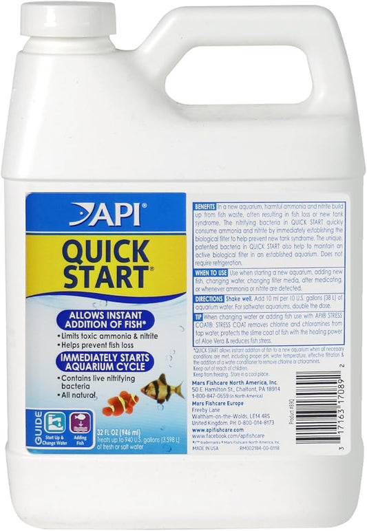 API QUICK START Freshwater and Saltwater Aquarium Nitrifying Bacteria 32-Ounce Bottle