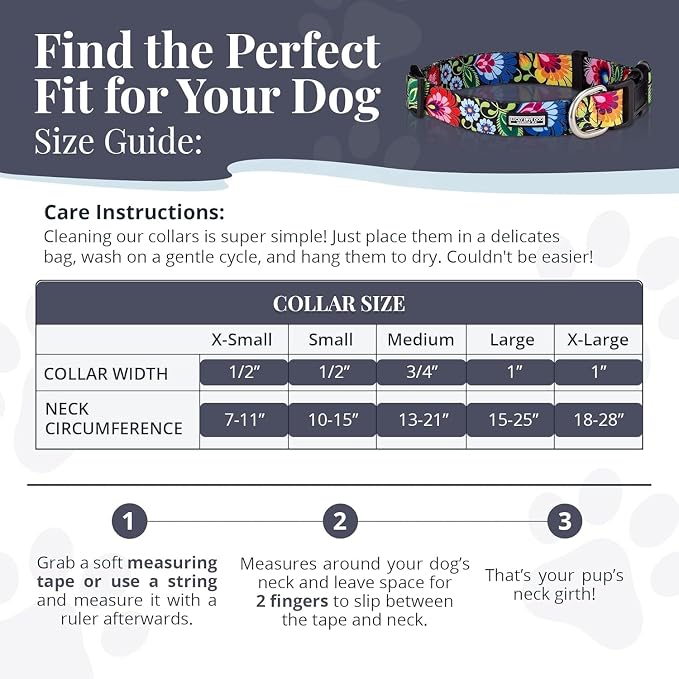 Lucky Love Dog - Adjustable Dog Collar with Easy Click Buckle for Small Ones, Durable, & Comfortable for Male & Female Dogs, Pet Collar for Puppies & Adult Dogs - Bailey, XS