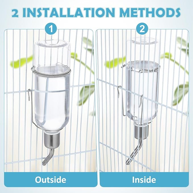 Angoily Pet Cage Water Bottle 2.7oz No Drip Automatic Hanging Feeder Small Animal Waterer for Rabbit Guinea Pig Hamster Ferret Bunny Rat Chinchilla Hedgehog