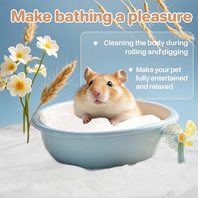 Sukh 14 OZ Hamster Sand Bath - Whit Fine Sand Hamster Bedding Reptile Silica Sand Gerbil Hideout for Hamster Squirrel Guinea Pig Rabbit Chinchillas Gerbil Syrian Mice Small Animals Small Pets