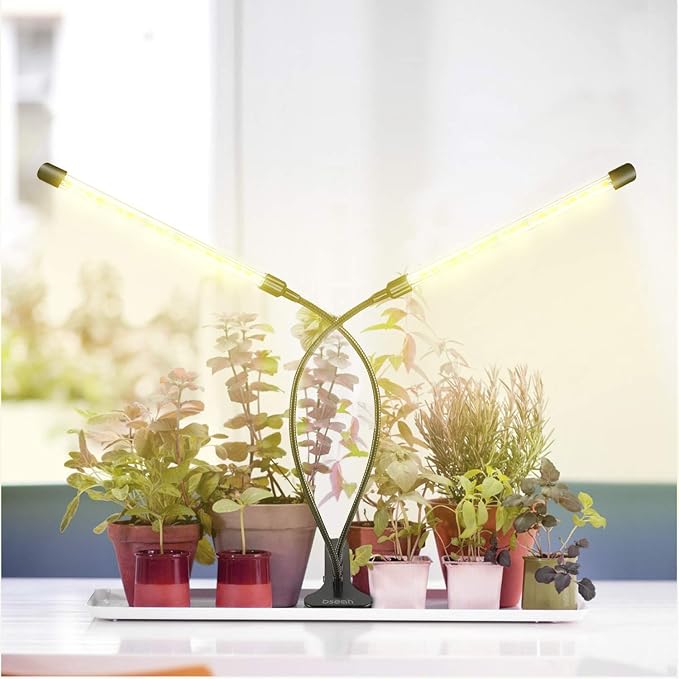bseah Grow Light Plant Lights for Indoor Plants, Full Spectrum Led Growing Lamp with 3/9/12H Timer, Auto ON & Off, 10 Dimmable Lightness Clip-On Desk