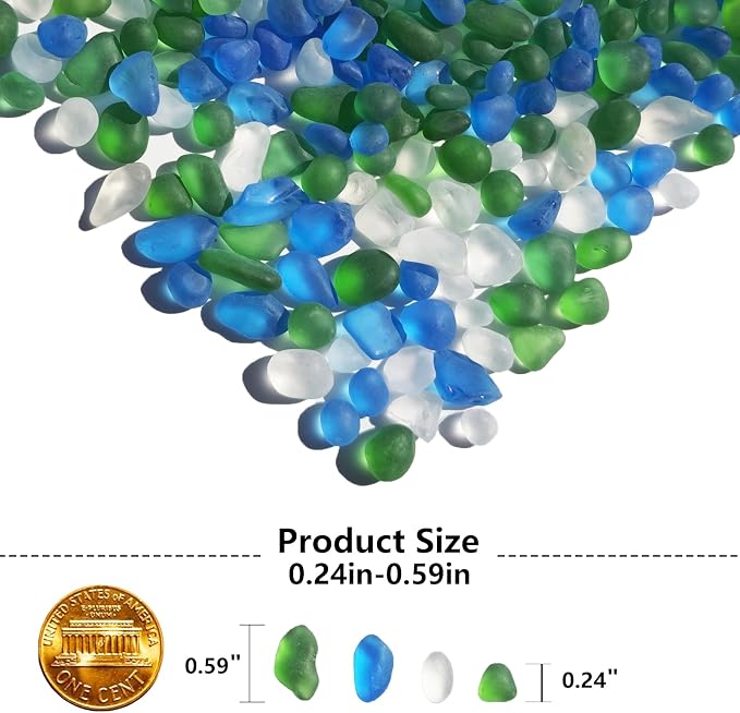 QYGL Sea Glass Stones - 0.9LB Green Mixed Frosted Glass Pebbles Gemstones | Perfect for Aquarium Rocks, Fish Tank Gravel, Vase Fillers, DIY Crafts, and Home Decor