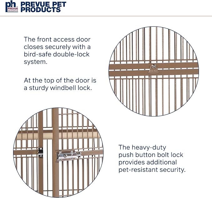 Prevue Hendryx Pet Products Wrought Iron Select Bird Cage 3153COCO, Coco Brown, 30-Inch by 22-Inch by 63-Inch