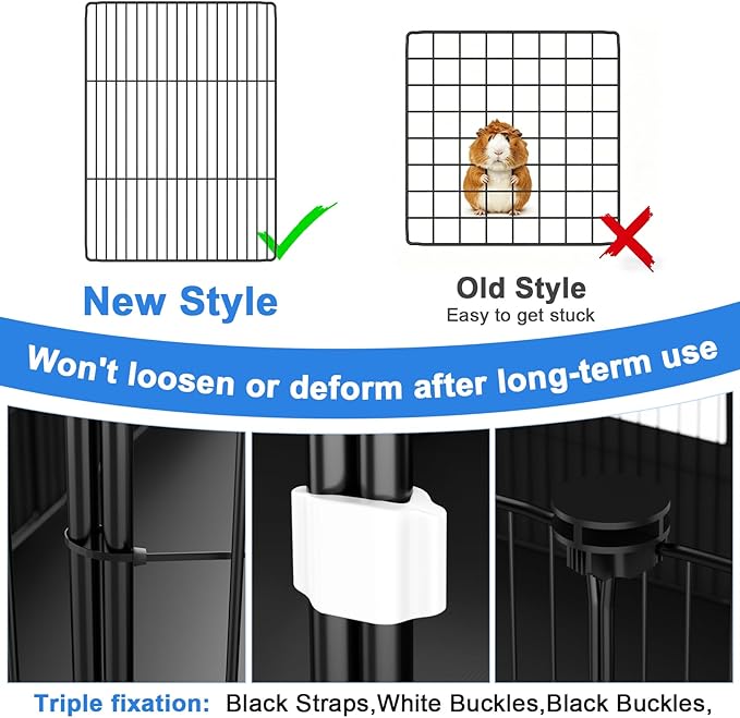Tresbro Guinea Pig Cage with Waterproof PVC Bottom Liner & One-Hand Release Hook, Triple Fixing C&C Cage for Guinea Pigs, Bunny, Rabbit, Hedgehog, Small Animal Indoor Playpen 48''L x 24''W x 16''H