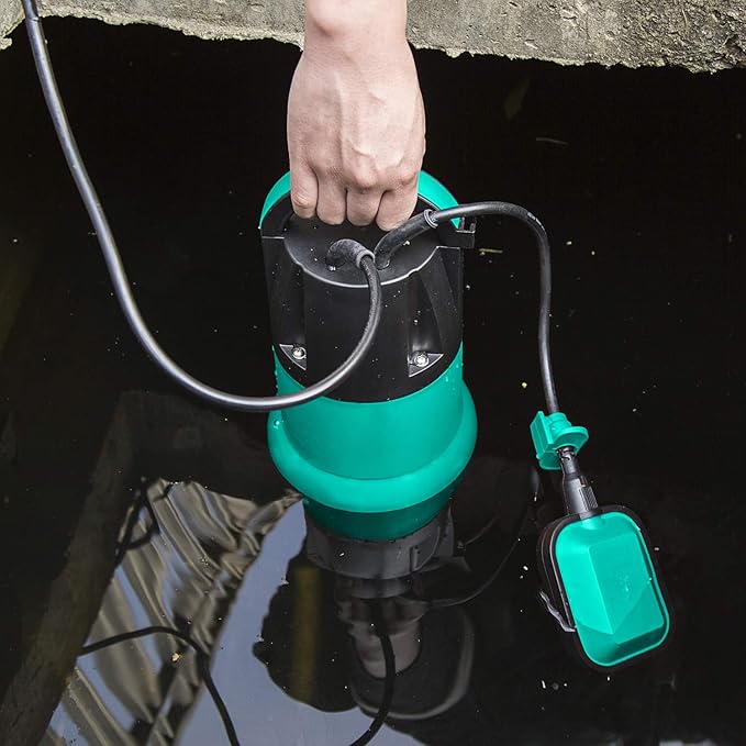 Sump Pump, Prostormer 1HP 3700GPH Submersible Clean/Dirty Water Pump with Automatic Float Switch for Pool, Pond,Garden, Flooded Cellar, Aquarium and Irrigation(Green)