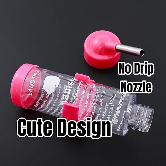 2 PCS Cage Water Bottle No Drip Small Animal Water Bottle Pet Water Bottle for Rabbit Guinea Pig Hedgehog Squirrel Hamster and Other Small Animals