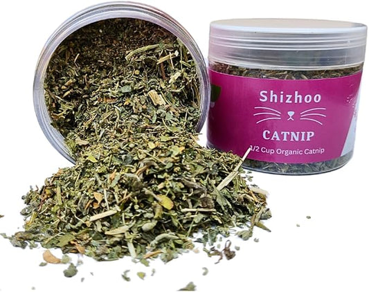 100% Natural Catnip for Cats & Kittens Premium Organic Blend to Energize and Excite Cats, Safe for Cat Play, Training, Refillable Catnip Toys, Cat Tree and Cat Bed (1/2 Cup)