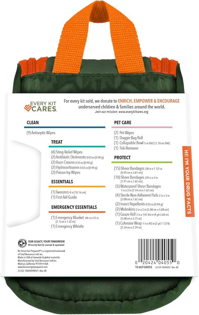 Be Smart Get Prepared Trails N’ Tails First Aid For You & Your Pet - 72 Pieces - Pet Care & Emergency Essentials - Designed for Pets, Outdoor, Auto & Home - Compact & Portable