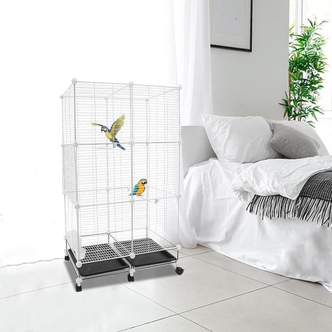 49in Metal Bird Cage Large Parakeet Cages for Parrot, Cockatiel, Lovebird, Pigeon Pagoda Bird House with Rolling Stand,Feeding Bowls & Waterer (Iron-49in)
