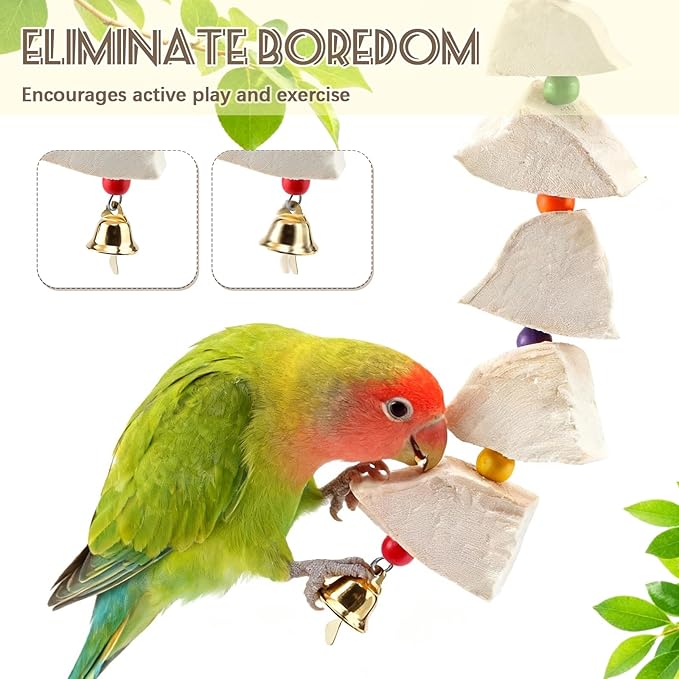 2 Pack Bird Cuttlebone Chew Toys, Cuttlefish Bone for Birds Beak Grinding Stone, Natural Calcium Supplement Cage Accessories for Parakeets, Budgies, Cockatiels, Lovebirds, Small Medium Birds