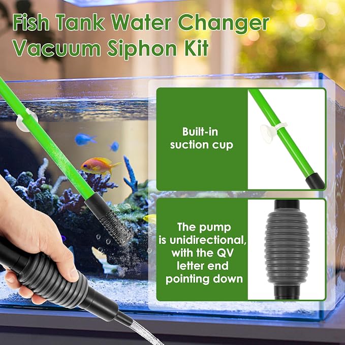 PVC Aquarium Water Changer Kit, Fish Tank Vacuum Cleaneraccurate Control Aquarium Siphon Gravel Cleaner, Efficient Drainage for Water Changing Sand Washing and Maintenance