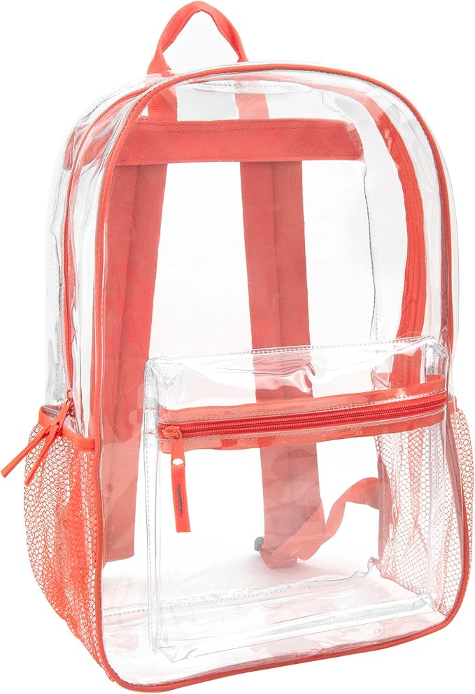 Trail maker Clear Backpack Heavy Duty with Padded Straps, Side Pockets for Kids, Boys, Girls, School, Stadium Approved Events