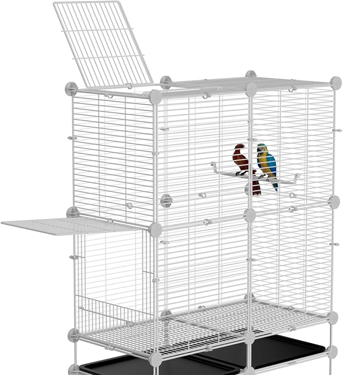 STILLCOVE Standing Large Bird Cage, Parakeet Cage with Detachable Stand & Wheels, Wide Flight Birdcage for Parrot Cockatiel Conure Budgie Canary Finch Lovebird