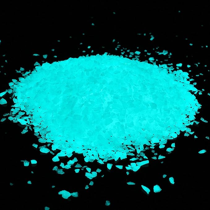 Shiny Stone Glow in The Dark Aquarium Gravel Sand, Aqua, 3-5mm | Neon, 305g/0.67lbs, For Fish Tank and Fairy Garden, Decorative Rocks, Home Decor
