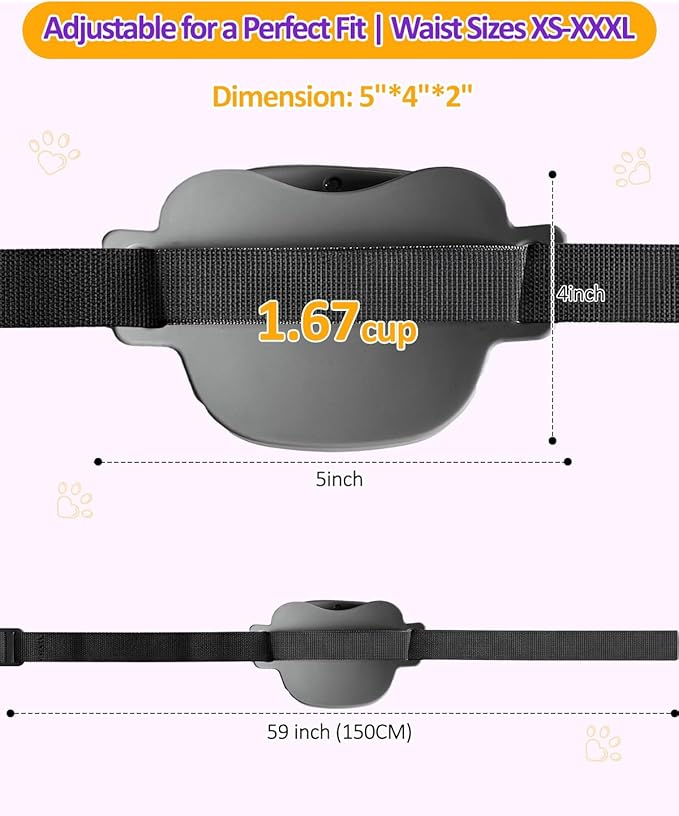 One-Hand Access 2-Pack Silicone Dog Treat Pouches with 2 Training Clickers - Magnetic Auto-Closing Lid, Extended Waist Belt, Pocket-Sized for Walks