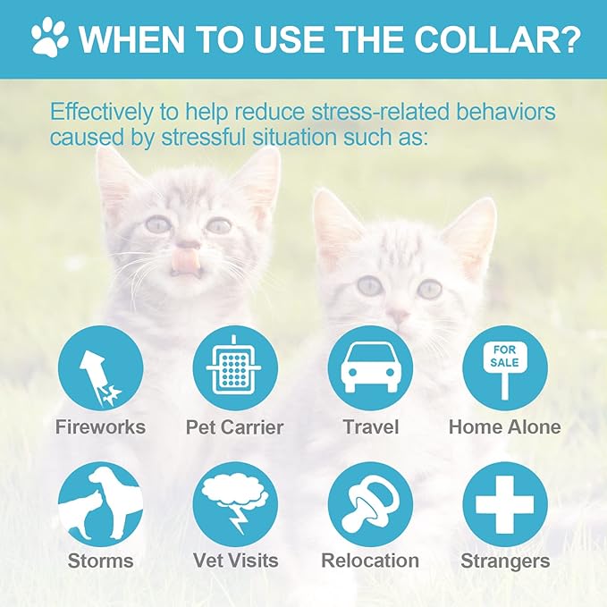 Weewooday 4 Pcs Cat Calming Collar Adjustable Pheromones Scent Relaxing Cat Collar with 2 Pendant for Puppies Reduce Stress Aggression Anxious, up to 15 Inches(Grey, Silver)