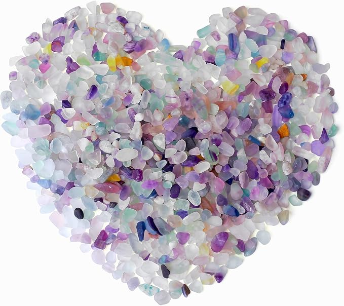 QINJIEJIE Fluorite Aquarium Gravel Fish Tank Gravel Rocks Crushed Chips | 0.55lbs Polished Chips Stone Crushed Healing Crystal Quartz Bulk for Vase Filler Pea Gravel Substrate Beta Fish Tank Decor